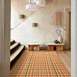 Bomuldstæppe - Husvik (sennep/multi)