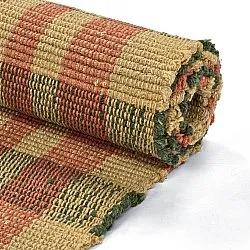 Bomuldstæppe - Husvik (sennep/multi)