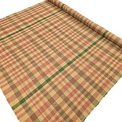 Bomuldstæppe - Husvik (sennep/multi)