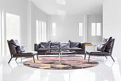 Rundt tæppe - Brendola (lyserød/grå/guld)