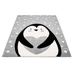 Børnetæppe - Bubble Penguin (grå)