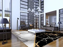 Wilton-tæppe - Cassa (grå/sort/guld)