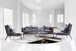 Rundt tæppe - Cassa (grå/sort/guld)