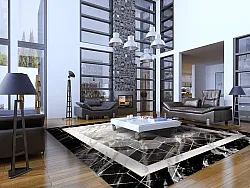 Wilton-tæppe - Castello (sort/hvid)