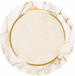 Rundt tæppe - Cerasia (beige/hvid/guld)