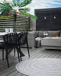 Rundt tæppe - Brussels Weave (grå)