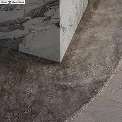 Rundt tæppe - Jodhpur Special Luxury Edition Viscose (lysegrå/beige)