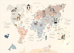 Børnetæppe - Animal Map (beige)