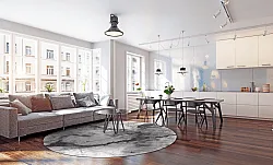 Rundt tæppe - Mermer (grå/hvid)