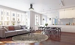 Rundt tæppe - Bouhjar (beige/multi)