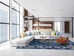 Wilton-tæppe - Taknis (blå)