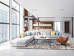 Wilton-tæppe - Bouhjar (mørkeblå/multi)