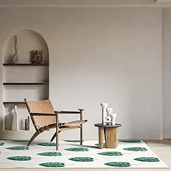 Wilton-tæppe - Leni (hvid/grøn)