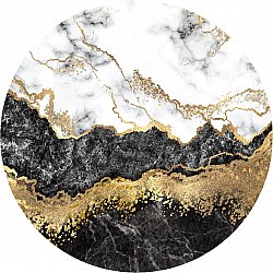 Rundt tæppe - Padova (sort/hvid/guld)