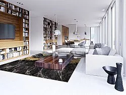 Wilton-tæppe - Padova (sort/hvid/guld)