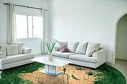 Rundt tæppe - Positano (beige/grøn)