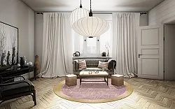 Rundt tæppe - Roges (lyserød/guld)