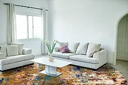 Rundt tæppe - Trepito (brun/blå/multi)