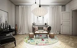 Rundt tæppe - Satriano (grå/multi)