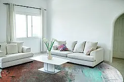 Rundt tæppe - Andali (grå/rød/multi)