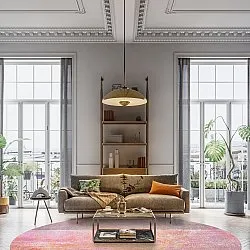 Rundt tæppe - Cicoria (lyserød/lilla)