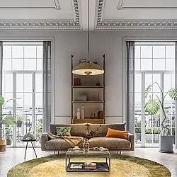 Rundt tæppe - Campana (beige/gul)