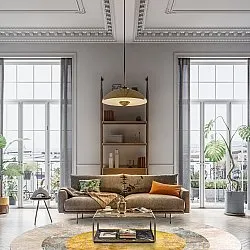 Rundt tæppe - Budoni (grå/beige/gul)