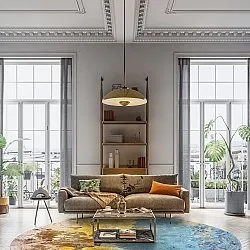 Rundt tæppe - Manlieu (blå/multi/guld)