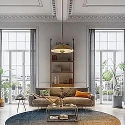 Rundt tæppe - Librilla (brun/blå)