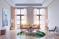 Rundt tæppe - Tamalous (beige/grøn)