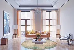 Rundt tæppe - Giave (beige/blå)