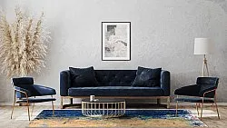 Wilton-tæppe - Sindia (beige/blå)