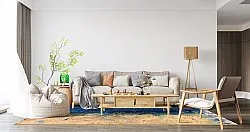 Wilton-tæppe - Sindia (beige/blå)