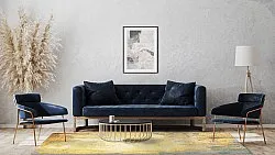 Wilton-tæppe - Palau (guld/beige/blå)