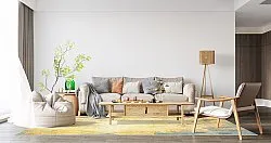 Wilton-tæppe - Palau (guld/beige/blå)