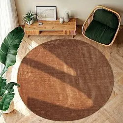 Rundt tæppe - Recycled PET with viscose look (brun)