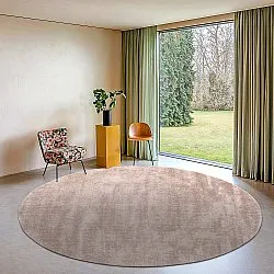 Rundt tæppe - Recycled PET with viscose look (lysebrun)