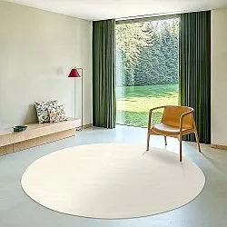 Rundt tæppe - Recycled PET with viscose look (offwhite)