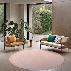 Rundt tæppe - Recycled PET with viscose look (lyserød)