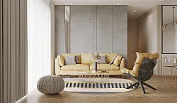 Rundt tæppe - Esme (orange/multi)