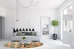 Rundt tæppe - Calvi (beige/grøn)