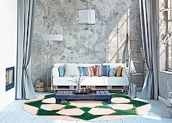 Rundt tæppe - Chia (grøn/beige)