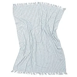 Plaid - Rumi stripe cotton throw (lyseblå/marineblå/creme)
