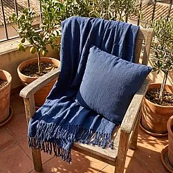 Plaid - Veya cotton throw (marineblå)