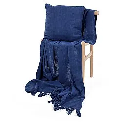 Plaid - Veya cotton throw (marineblå)