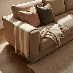 Tæpper - Uldmixplaid - Beatriz Stripe (beige/hvid)