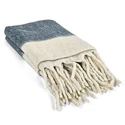 Tæpper - Plaid i uldblandning - Carrie (blå)