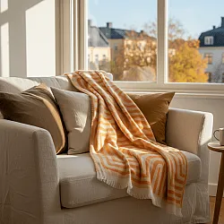 Tæpper - Uldmixplaid - Melody (beige/orange)