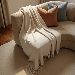 Tæpper - Plaid i uldblandning - Samantha (offwhite)