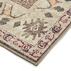 Fladvævet tæppe - Adira (grå/rosa)